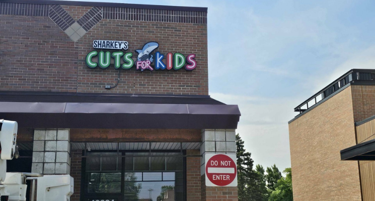 Sharkey’s Kids Haircuts Signage